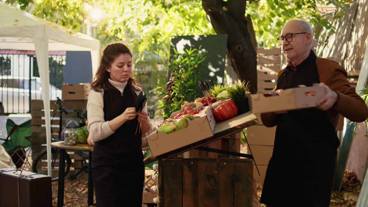 Farmers Market Stall with Fruit and Vegetables