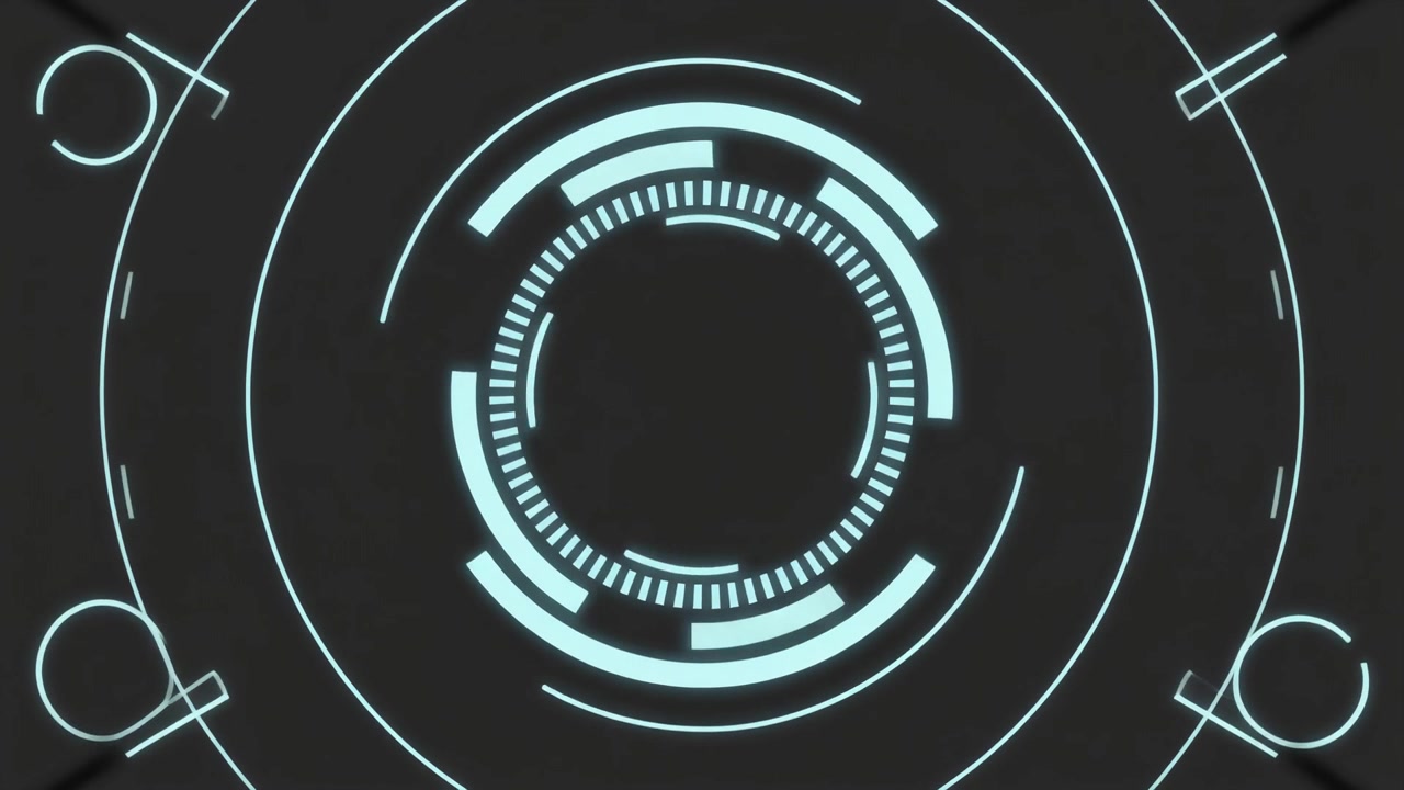 Futuristic Digital HUD Interface Rotating Circular Elements