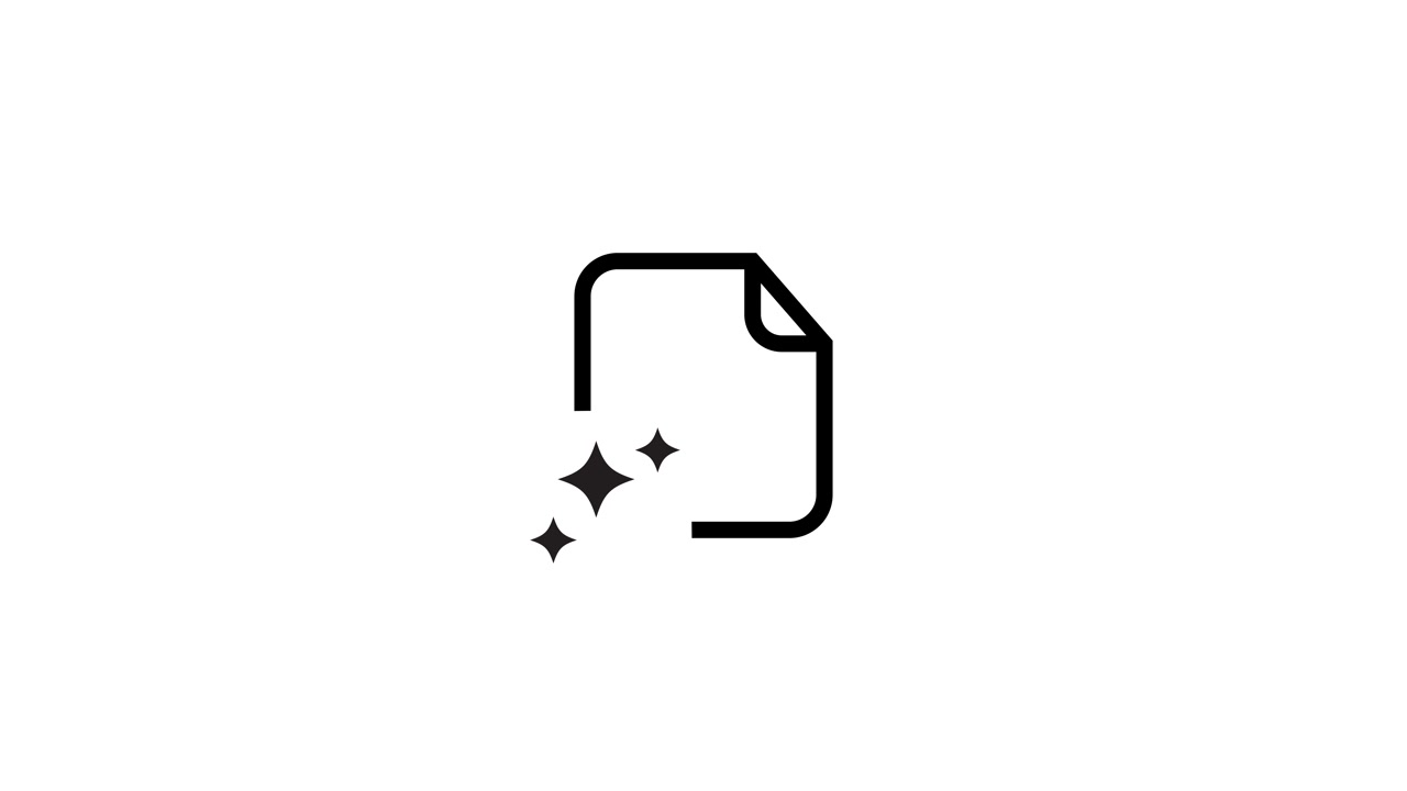 Icona documento con animazione di stelle scintillanti isolata su sfondo bianco