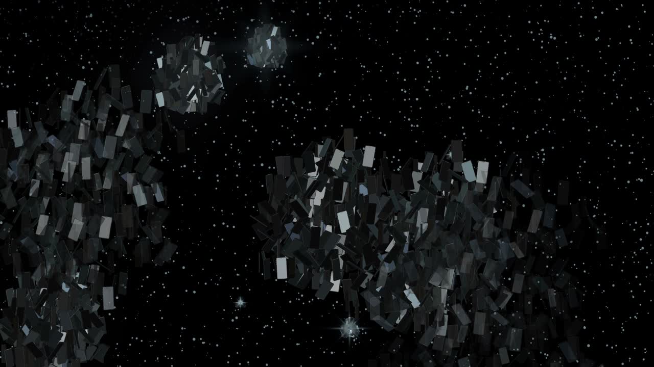 Fireworks from phones. Futuristic fireworks with loop seamless. A satirical fireworks display in 4K. Abstraction of fireworks from shiny plates in the night sky.