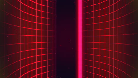 cuadrícula y brillos rojos retro en movimiento