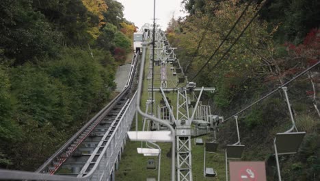 Amanohashidate-viewland-Chair-lift,-Slow-Motion-With-No-People