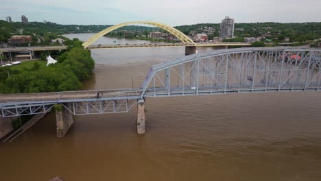 aerial view of bridges in cincinnati, ohio