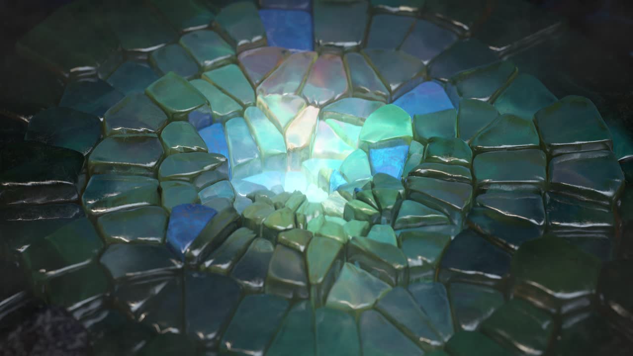 Colorful mysterious fantasy shiny stones seamless loop 3D render animation