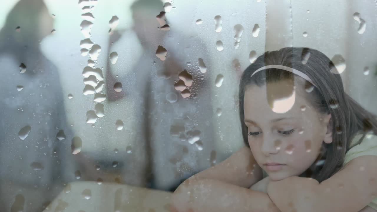 부모가 싸우는 동안 아이가 고통받는 개념적 디지털 애니메이션 4k