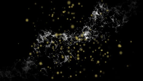 animación de la cadena de adn sobre puntos en movimiento