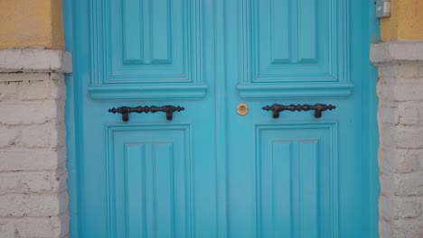 vibrant teal doorway