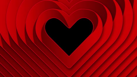 múltiples corazones que aparecen y desaparecen sobre un fondo negro