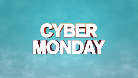 cyber monday cartoon text on blue sky