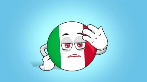 icono de dibujos animados bandera de italia molesto infeliz con la animación de la cara con alfa mate