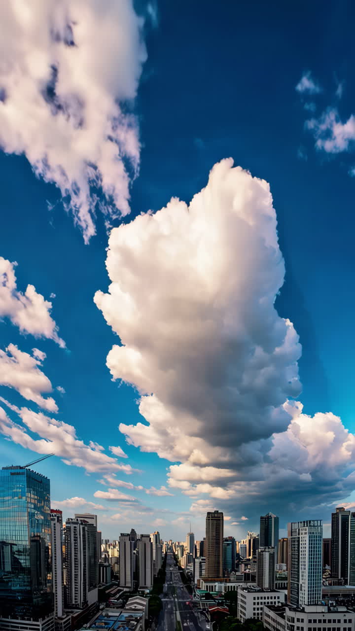 Dramatic Cloud Formation Over a Modern City Skyline