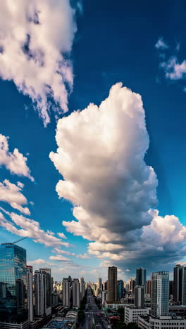 dramatic cloud formation over a modern city skyline