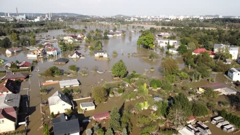 aerial view of ostrava, czech republic, showing the aftermath of the 100-year flood disaster