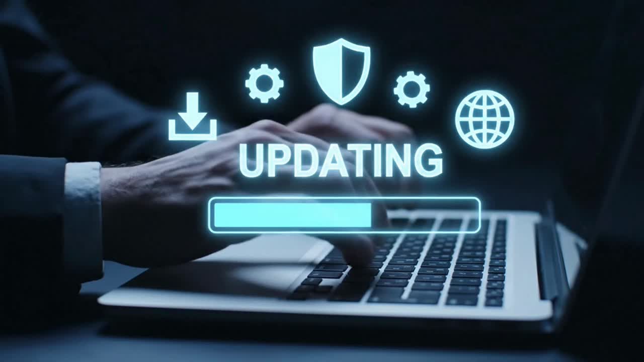 Anonymous Man in a Suit Typing on a Laptop in the Dark