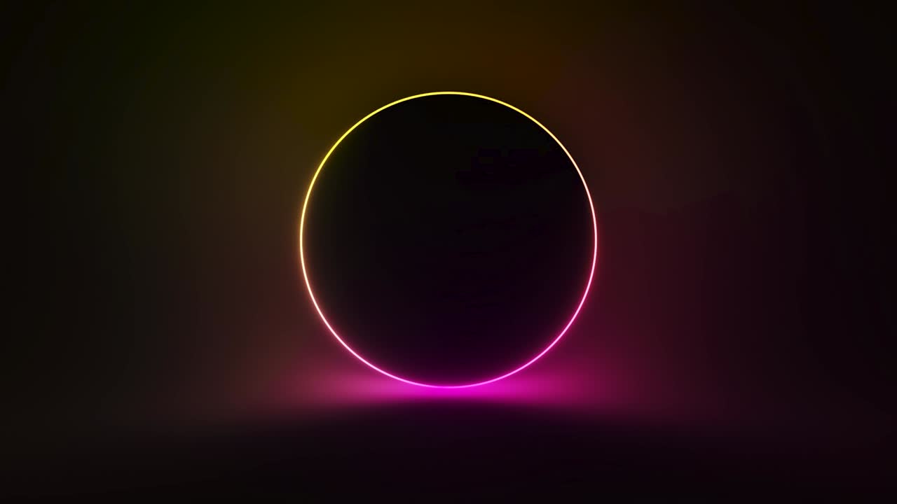 fondo de neón circular abstracto. neón fluorescente brillante brillante gradiente de luz parpadeante. bucle sin costuras renderizado en 3d