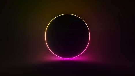 fondo de neón circular abstracto. neón fluorescente brillante brillante gradiente de luz parpadeante. bucle sin costuras renderizado en 3d