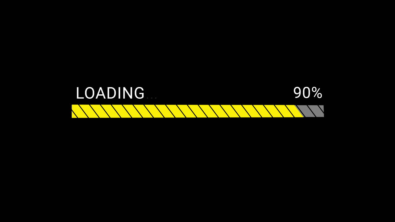 Digital Loading Progress Bar Animation on Black Background