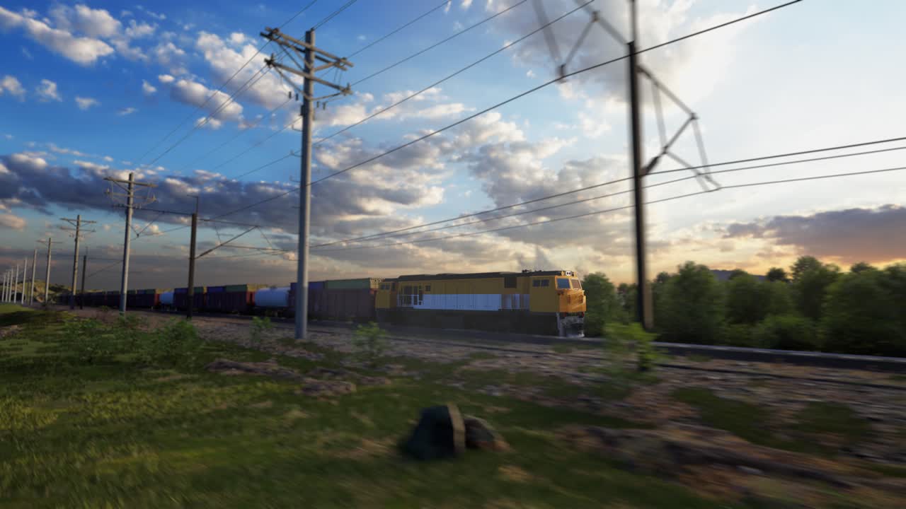 Freight Train at Sunset
