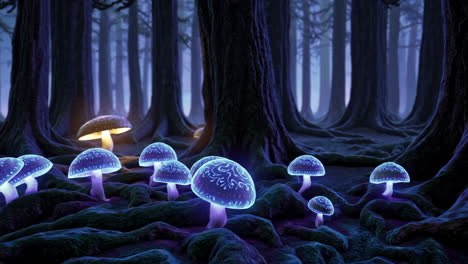 setas brillantes en un bosque mágico