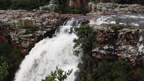 static shot of upper lisbon falls in the lisbon creek, grasskop, south africa