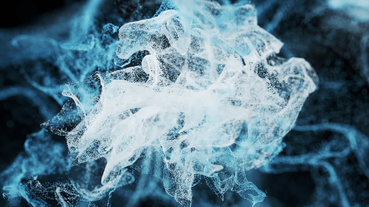 추상적인 파동 입자, 분산 파우더, 3d 렌더링