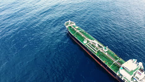 aerial view of oil tanker at sea