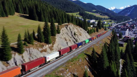 train moving through mountainous landscape