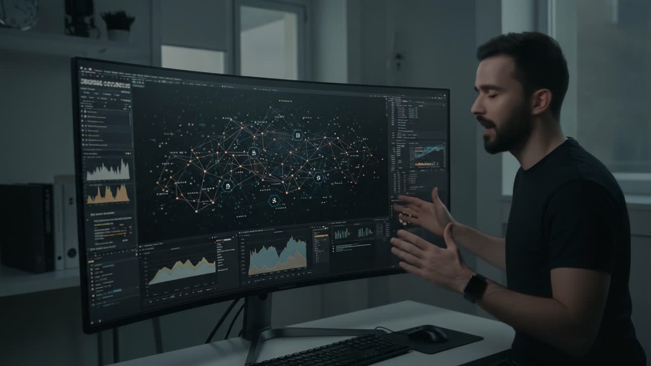 In-Depth Analysis of Complex Data Visualizations: A Data Scientist Explains Insights and Patterns Using Advanced Technology and Interactive Graphs in the Modern Workspace