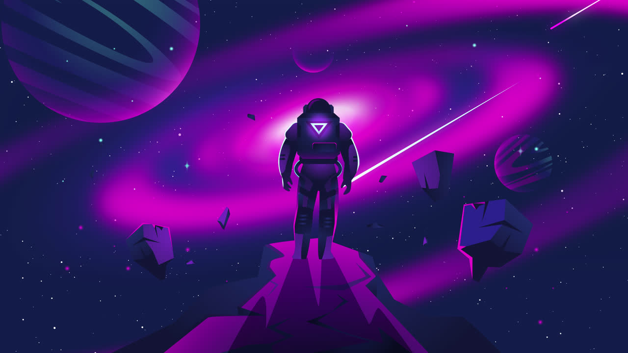 Astronaut in a Purple Galaxy
