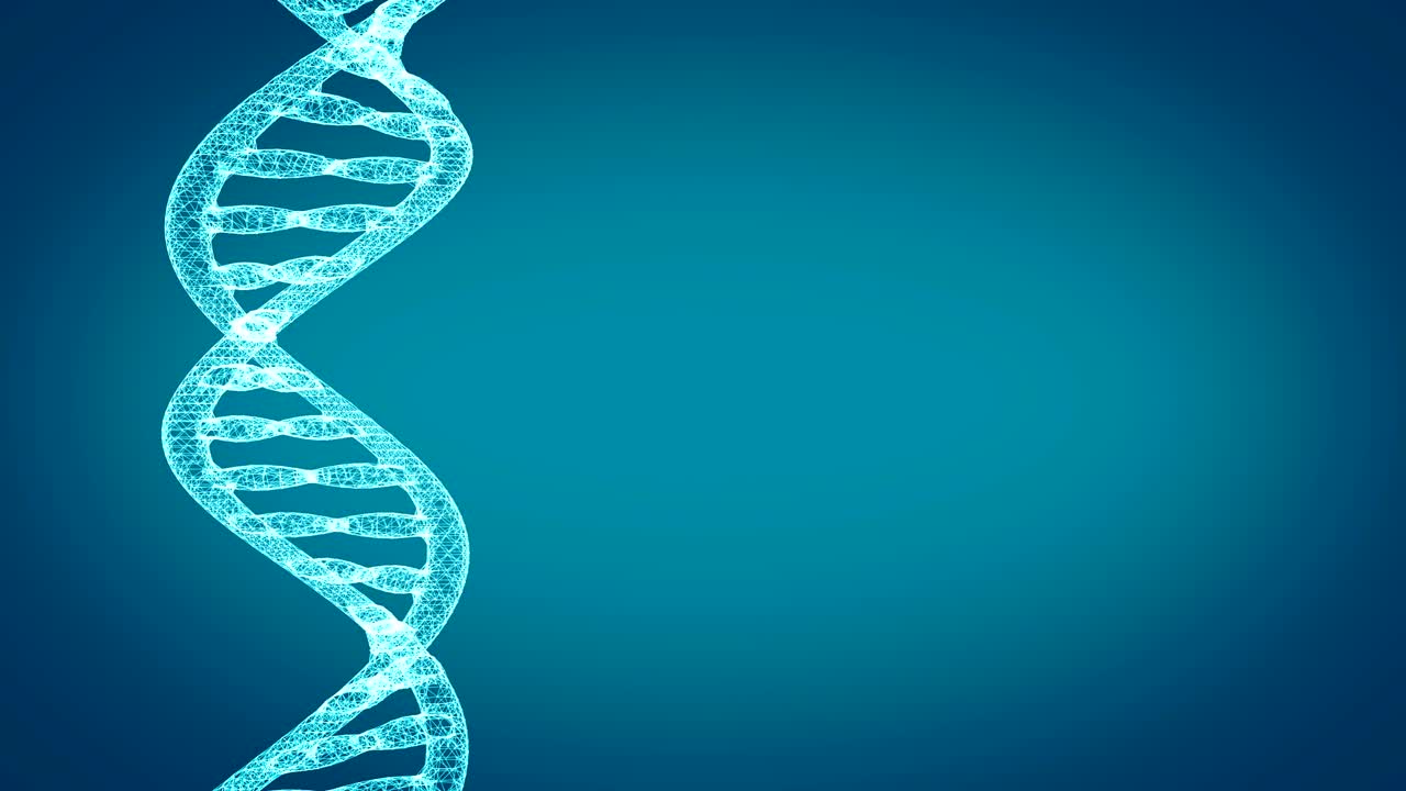 código de adn. abstracto 3d marco de alambre poligonal dna molécula hélice en espiral. animación en bucle.