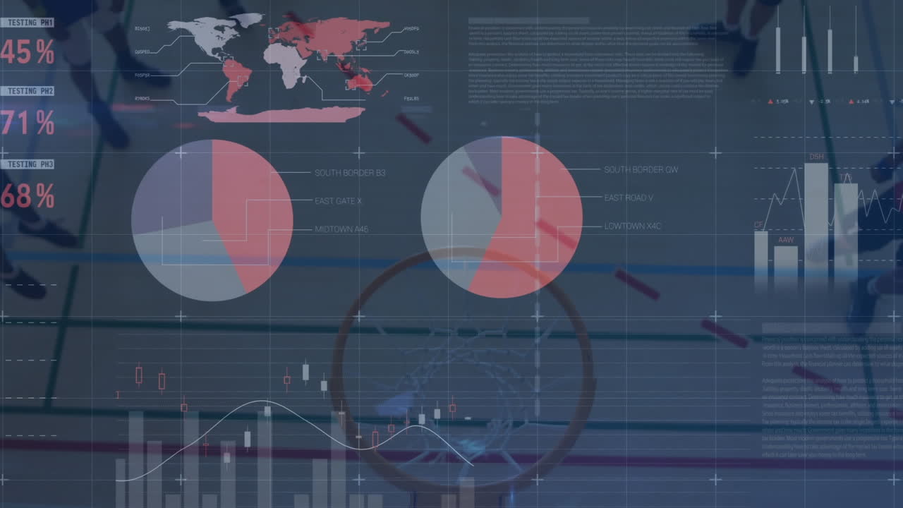 animación del procesamiento de datos y estadísticas sobre jugadores de baloncesto