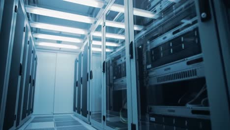 a glimpse into a state-of-the-art data center: an inside look at the rows of rack-mounted servers, power supplies, and the infrastructure supporting modern technology
