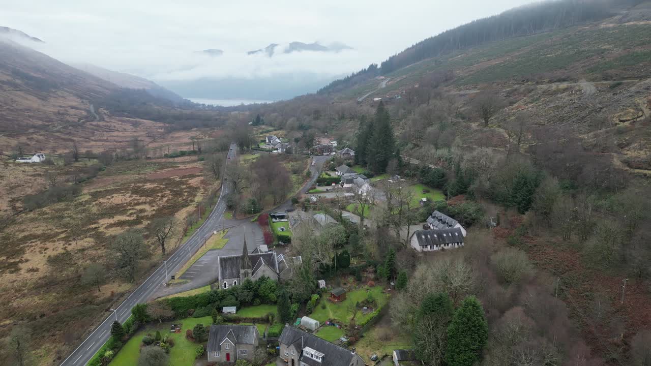 Flyover Arrochar and Tarbet, Scottish Highlands Scenery