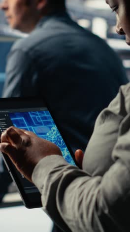 vertical video close up of data center system administrators deploying deep learning software