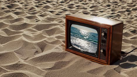 vintage tv on the beach