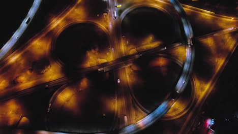 aerial night view of a highway intersection