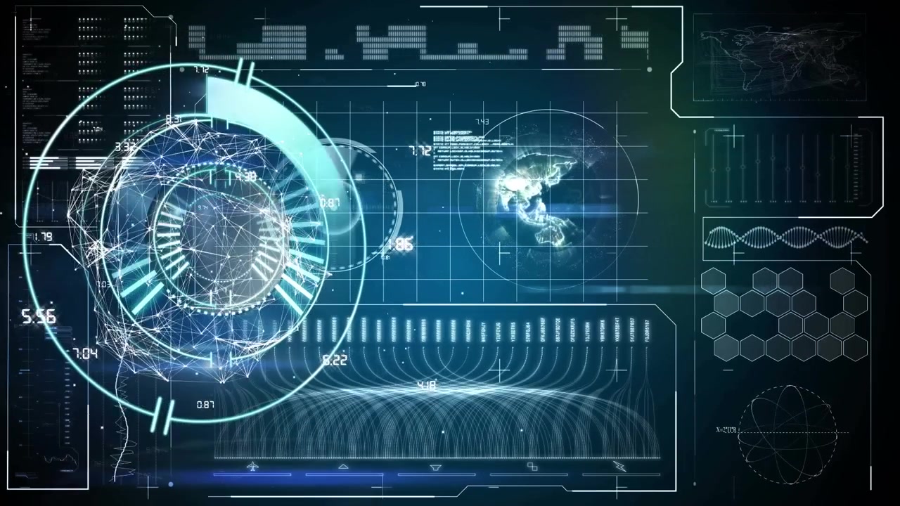Animation of scope scanning and virus cell over brain