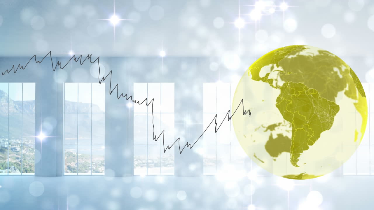 スピニンググローブ アニメーション データ処理 オフィスウィンドウのライトスポット