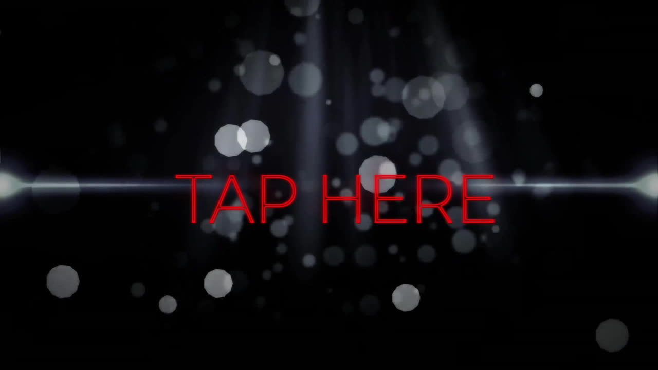 toque aquí animación de texto sobre luz brillante y fondo bokeh