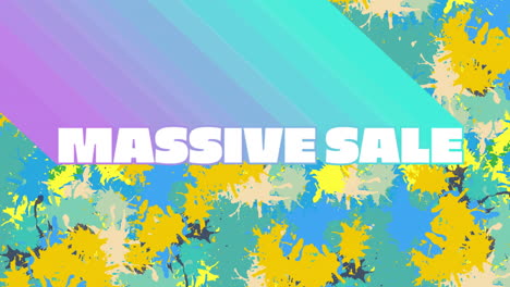 Animation-of-massive-sale-text-on-colourful-background