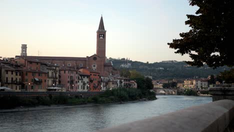 stunning shot of verona cityscape with adige river in north italy