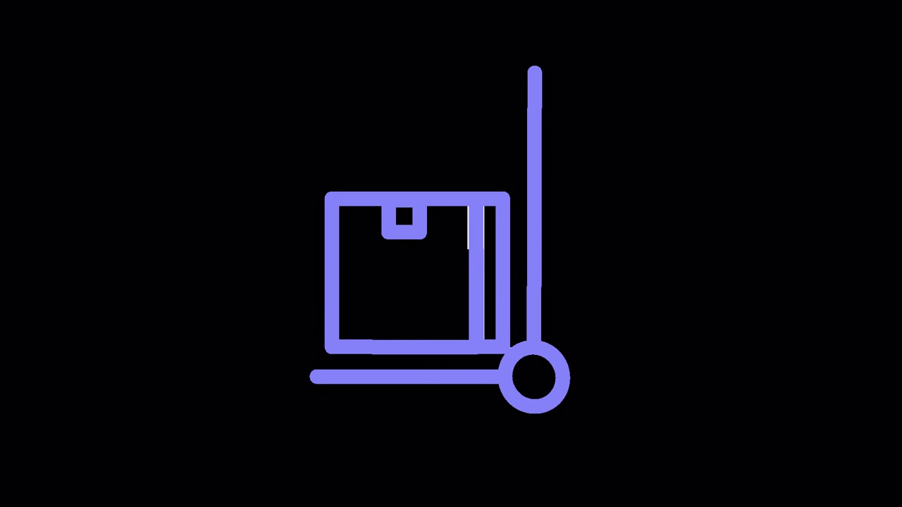 Animated Line Icon of a Hand Truck Moving a Box