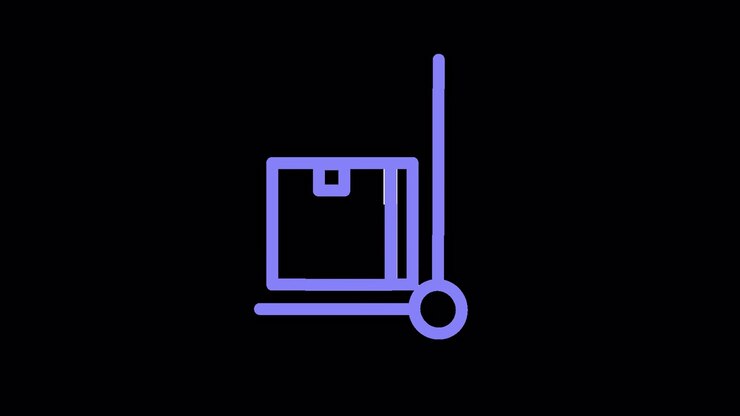 Animated Line Icon of a Hand Truck Moving a Box