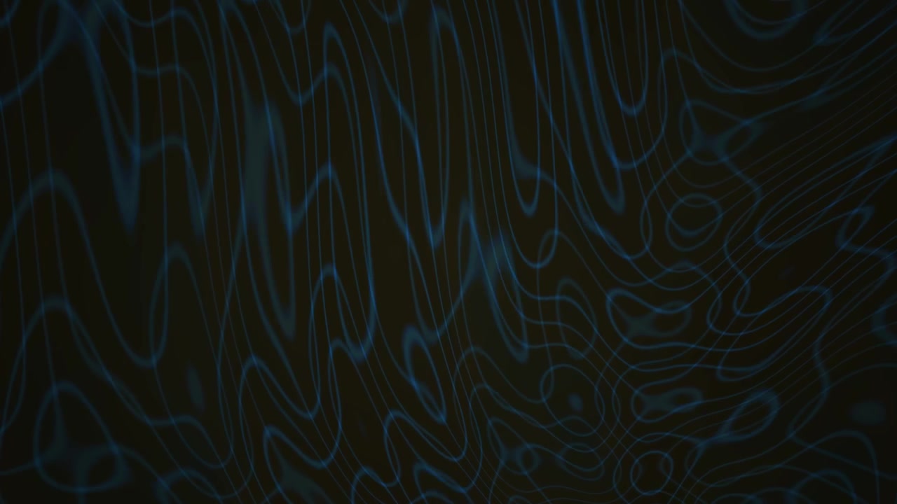 Abstract Blue Glowing Contour Lines Moving on Dark Background