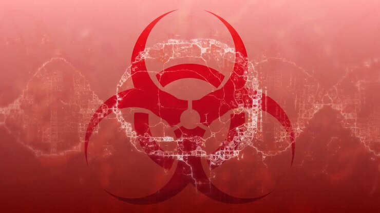 Animation of human brain over warning sign