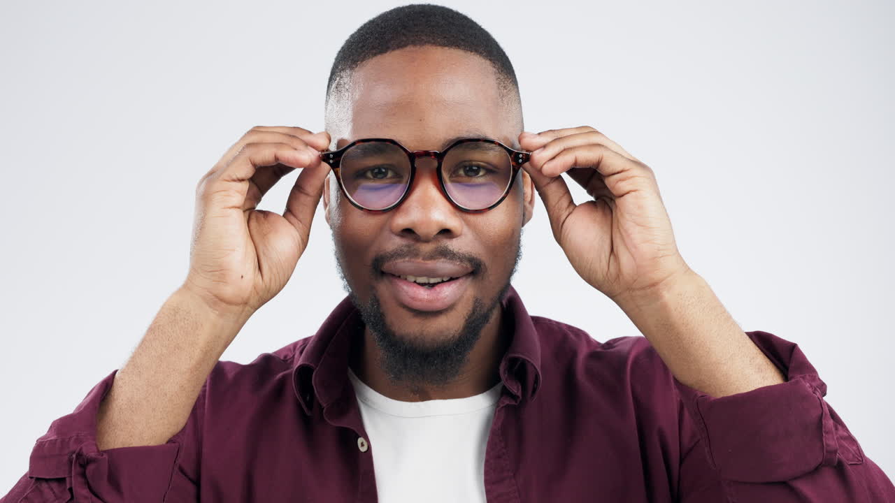 Face, glasses or black man with a smile