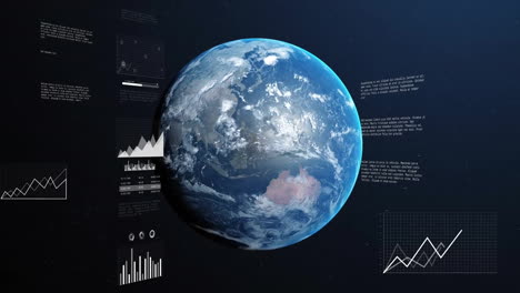 animación del procesamiento de datos financieros en todo el mundo sobre un fondo negro