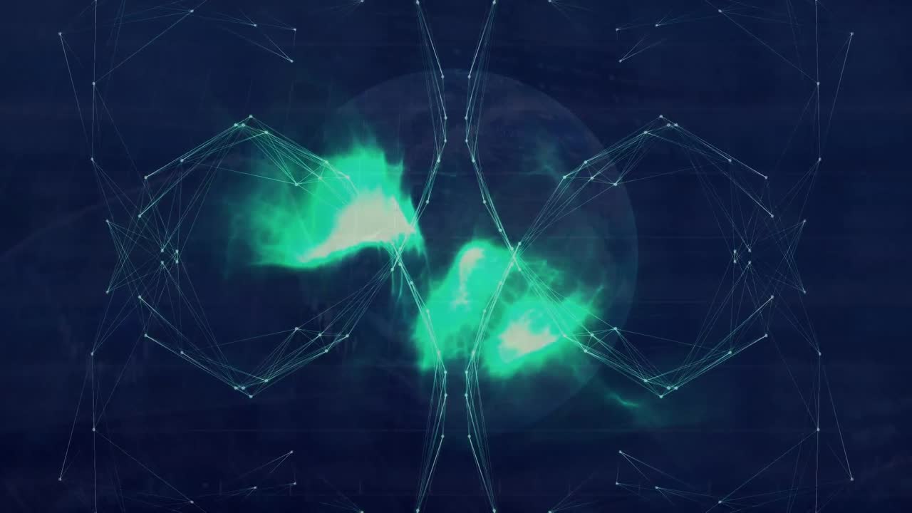 어두운 배경 위의 연결 네트워크의 애니메이션