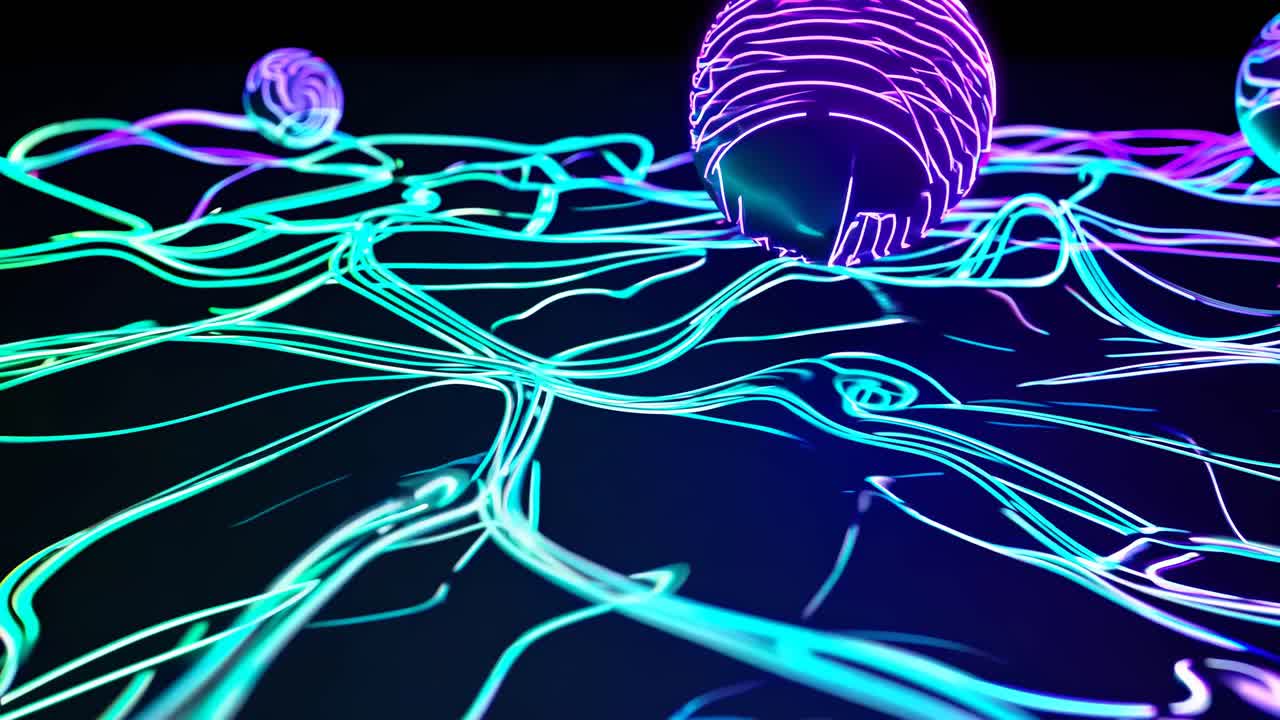 Abstract Neon Glowing Lines and Shapes