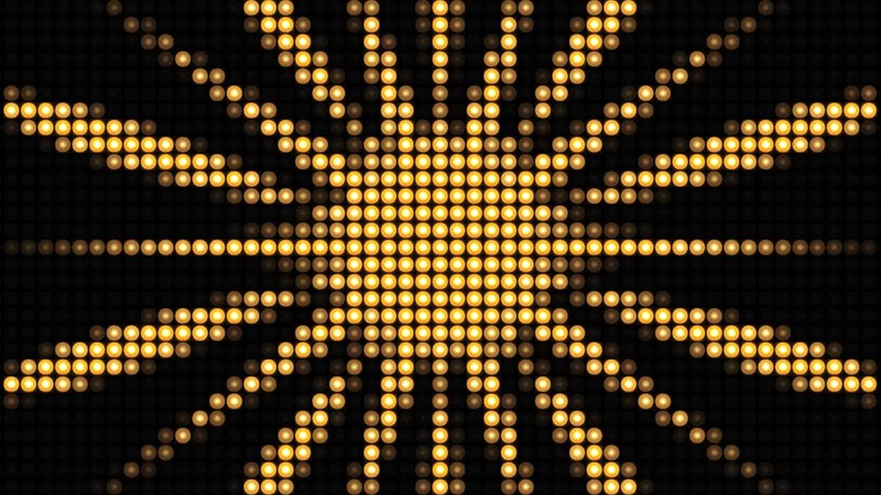 4K Loop Award background golden stars animation. Shiny neon lights pattern for night club disco Light.